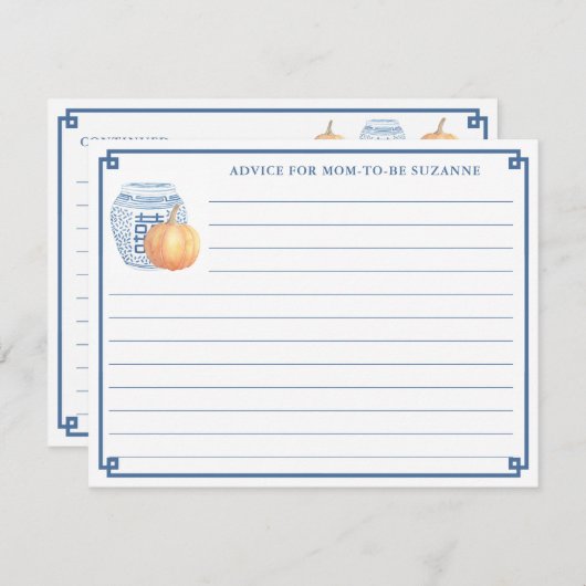 Najaarsadvies van het Baby shower over pompoen voo Kaart (Voorkant / Achterkant)