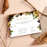 Najaarsantwoord herfst rustic floral bruiloft RSVP kaartje<br><div class="desc">Moderne, roestrijke, florale bruiloft met een stijlvolle rsvp-sjabloon met een prachtige herfstversie van herfst burgundy marsala en roestvrij oranje lijst met gedroogde bladeren en bladeren en een elegant trendy handschrift Gold calligraphy script. Gemakkelijk om met uw details te personaliseren! het Matchen uitnodiging beschikbaar in het collectie. Het is geschikt voor...</div>
