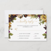 Najaarsantwoord herfst rustic floral bruiloft RSVP kaartje (Voorkant)