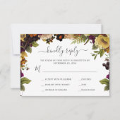 Najaarsantwoord van de herfst Rustic floral bruilo RSVP Kaartje (Voorkant)