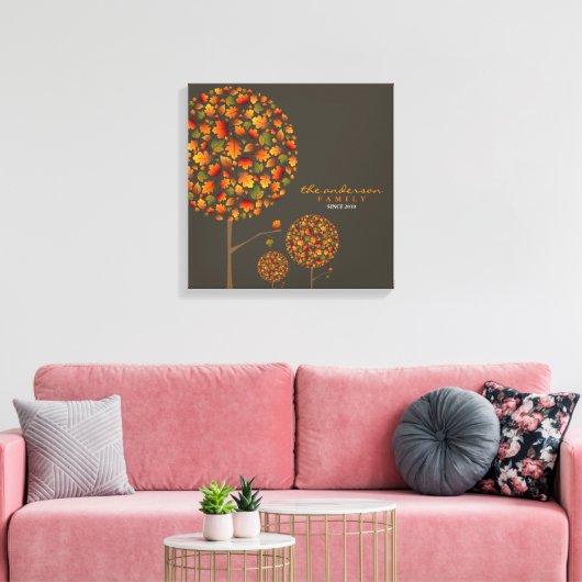 Najaarsareaal van Pop met bladerboomstructuur — Af Canvas Afdruk (Insitu (Woonkamer))