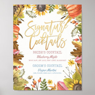 Najaarsavond Bigtekening herfst Cocktail Drink Men Poster
