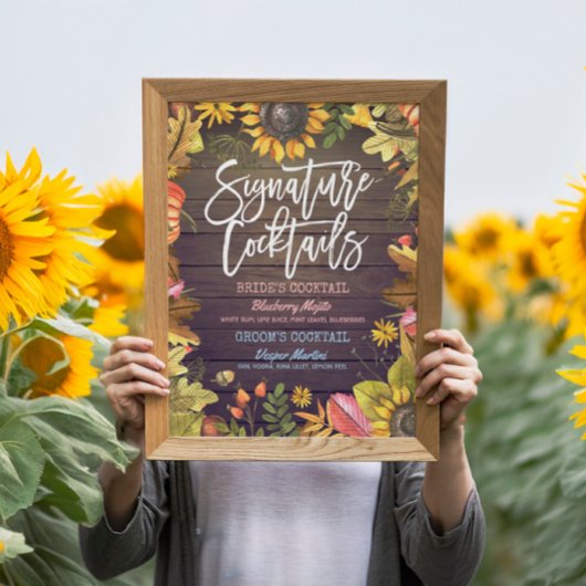 Najaarsavond Bigtekening herfst Cocktail Drink Men Poster