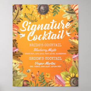 Najaarsavond Bigtekening herfst Cocktail Drink Men Poster