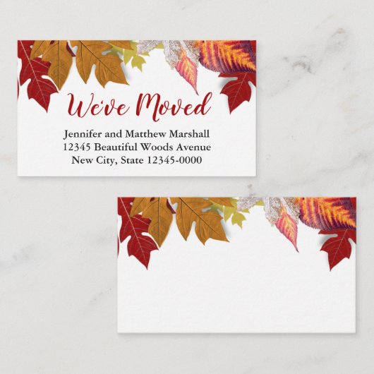 Najaarsbekendmaking van Leaves Moving Announement Informatiekaartje (Voorkant / Achterkant)