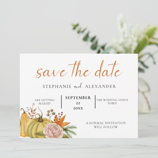Najaarsbericht - Floral Wedding QR-code Save The Date (Staand voorkant)