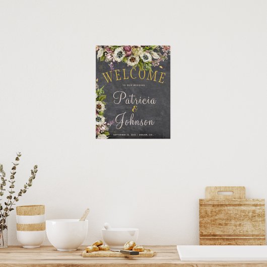 Najaarsbericht herfst rustic chalkboard bruiloft w poster (Keuken)