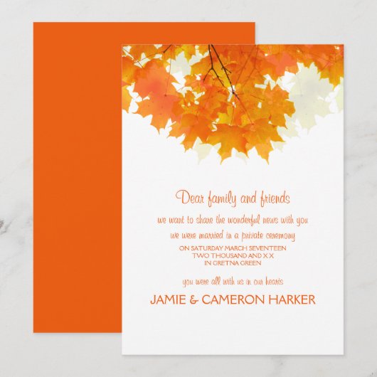 Najaarsbericht van Maple leest de aankondiging van (Voorkant / Achterkant)