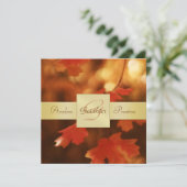 Najaarsbijeenkomst Herfst Leaf Monogram Gold Ribbo Kaart (Staand voorkant)