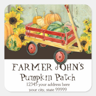Najaarsbijeenkomst Herfst Pumpkin Patch Harvest Bo Vierkante Sticker