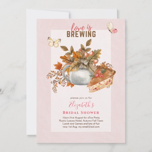 Najaarsbijeenkomst Herfst Vrijgezellenfeest Tea Pa Kaart (Voorkant)