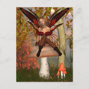 Najaarsbijeenkomst in de stad Fairy op een houten Briefkaart