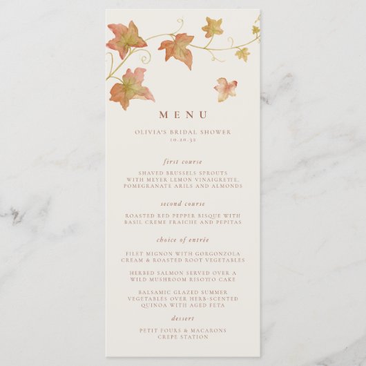 Najaarsbijeenkomst laat Herfst van legant zien Menu (Voorkant)