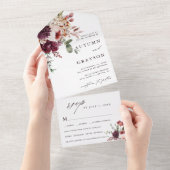 Najaarsbijeenkomst Romance legant Floral Wedding All In One Uitnodiging (Afscheurbaar)