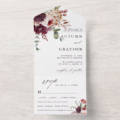 Najaarsbijeenkomst Romance legant Floral Wedding All In One Uitnodiging (Binnen)