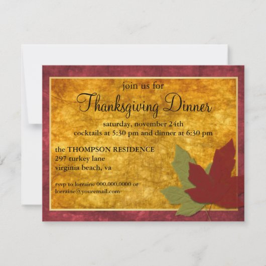 Najaarsbijeenkomst Thanksgiving Elegance uitnodige Kaart (Voorkant)