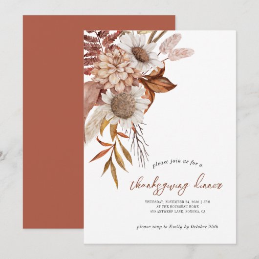 Najaarsbijeenkomst Thanksgiving Floral Kaart (Voorkant / Achterkant)