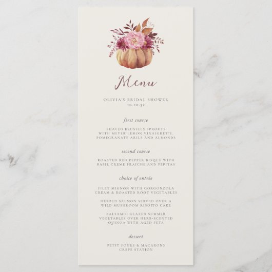 Najaarsbijeenkomst van de Herfst Pumpkin en Wildbl Menu (Voorkant)