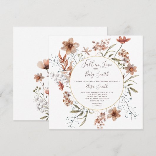 Najaarsbijeenkomst Waterverf Baby shower wilde blo Kaart (Voorkant / Achterkant)