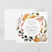 Najaarsbladeren en pompoenBaby shower Kaart (Voorkant / Achterkant)