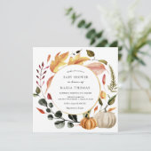 Najaarsbladeren en pompoenBaby shower Kaart (Staand voorkant)