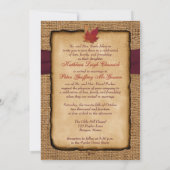 Najaarsbladeren, FAUX Burlap Wedding Invite 2 - Wi Kaart (Achterkant)