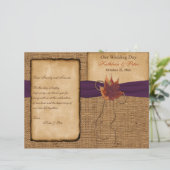 Najaarsbladeren, FAUX Burlap Wedding Program (Staand voorkant)