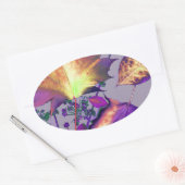 Najaarsbladeren in het Lila Ovale Sticker (Envelop)