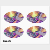 Najaarsbladeren in het Lila Ovale Sticker (Vel)