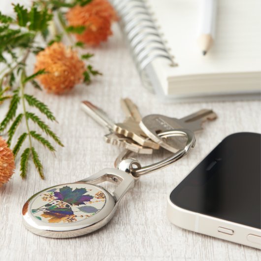 Najaarsbladeren in Royal Colors Sleutelhanger (Zijkant)