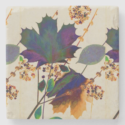 Najaarsbladeren in Royal Colors Stenen Onderzetter (Voorkant)