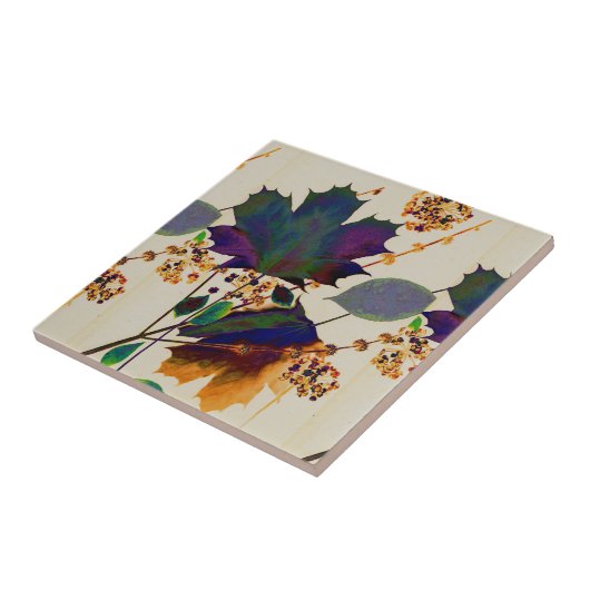 Najaarsbladeren in Royal Colors Tegeltje (Zijkant)