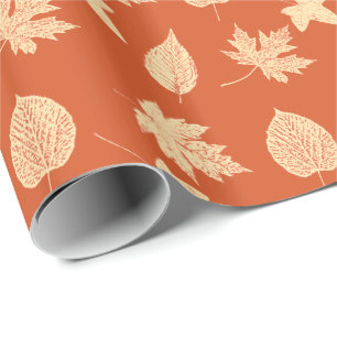 Najaarsbladeren - mandarijnensinaasappel cadeaupapier