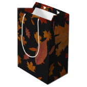 Najaarsbladeren met aangepaste kleuren en tekst medium cadeauzakje (Achterkant Gekanteld)