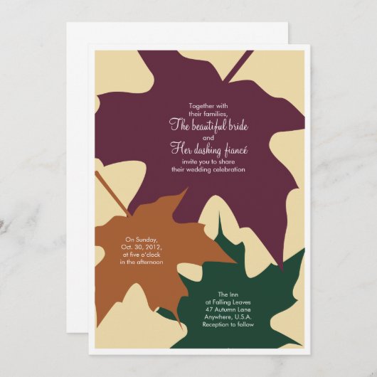 Najaarsbladeren trouwuitnodiging - gemengd kaart (Voorkant / Achterkant)
