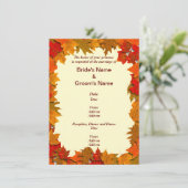 Najaarsbladeren van gele en Oranje huwelijksuitnod Kaart (Staand voorkant)