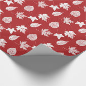 Najaarsbladeren - wit en donkerrood cadeaupapier (Hoek)