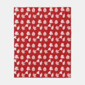Najaarsbladeren - wit en donkerrood fleece deken (Voorkant)
