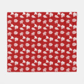 Najaarsbladeren - wit en donkerrood fleece deken (Voorkant (Horizontaal))