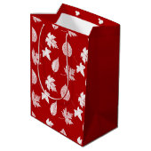 Najaarsbladeren - wit en donkerrood medium cadeauzakje (Achterkant Gekanteld)