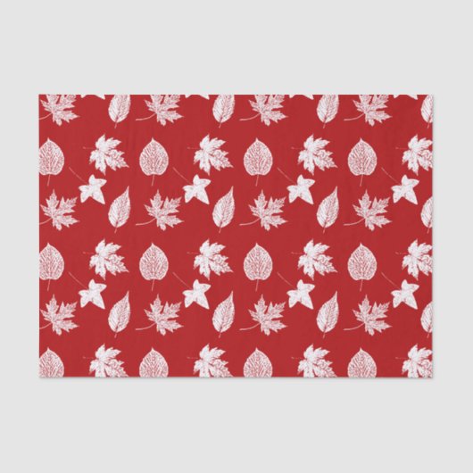 Najaarsbladeren - wit en donkerrood tissuepapier (Voorkant)