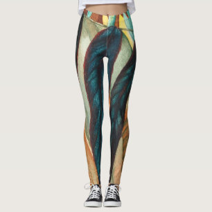 najaarsbladpatroon met gekleurde vormcontemporie leggings