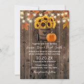 Najaarsbloem en pompoen Rustic Fall Wedding Kaart (Voorkant)