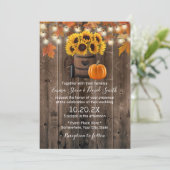Najaarsbloem en pompoen Rustic Fall Wedding Kaart (Staand voorkant)