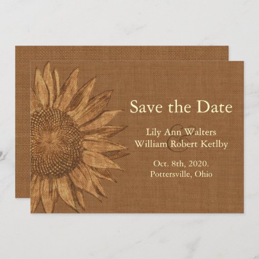 Najaarsbloem Sla de datum op Save The Date (Voorkant / Achterkant)