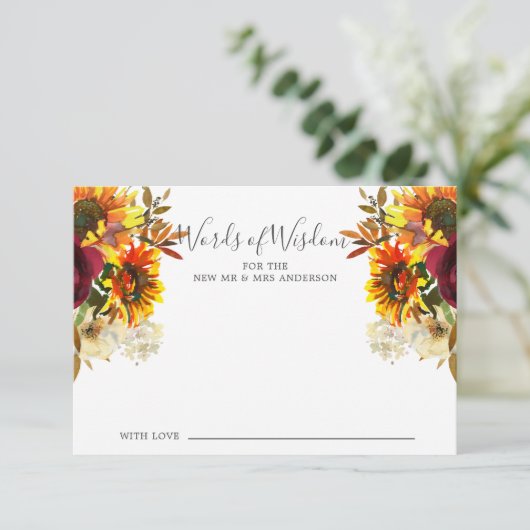 Najaarsbloem Zonnebloemen Wisdom Card Kaart (Staand voorkant)