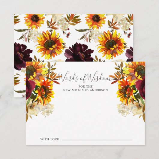 Najaarsbloem Zonnebloemen Wisdom Card Kaart (Voorkant / Achterkant)