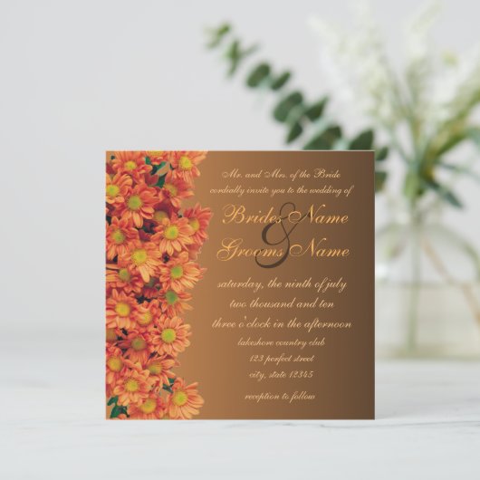 Najaarsbloemen bruiloft kaart (Staand voorkant)