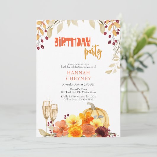 Najaarsbloemen Herfst Birthday Kaart (Staand voorkant)