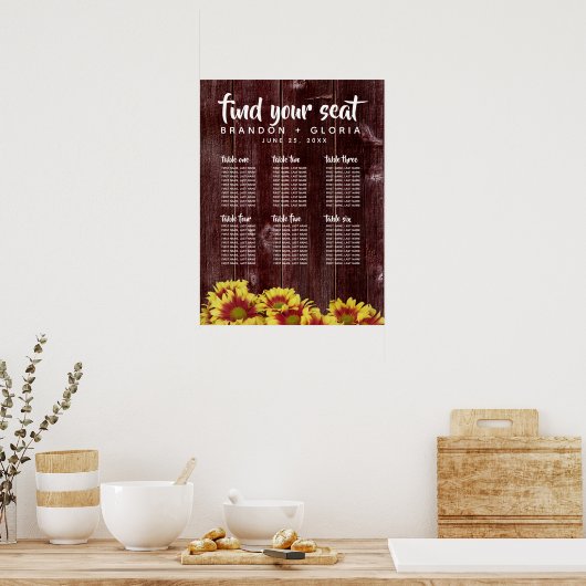 Najaarsbloemen op het Rustic Wooden Fence Wedding Poster (Keuken)